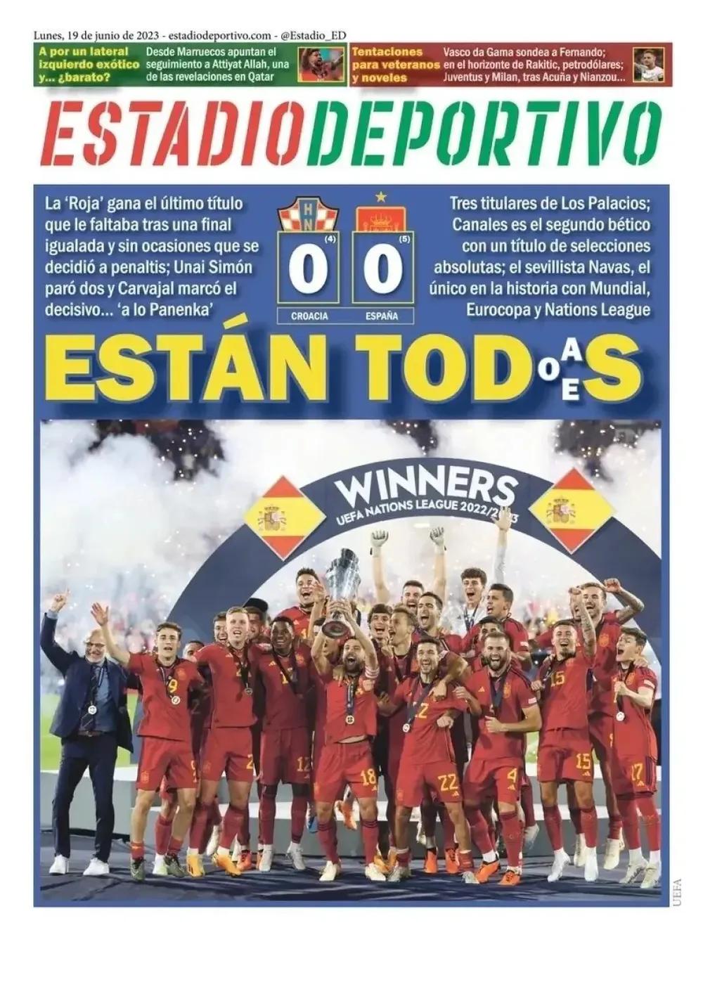 Las portadas de los diarios españoles después del triunfo en la Nation League.