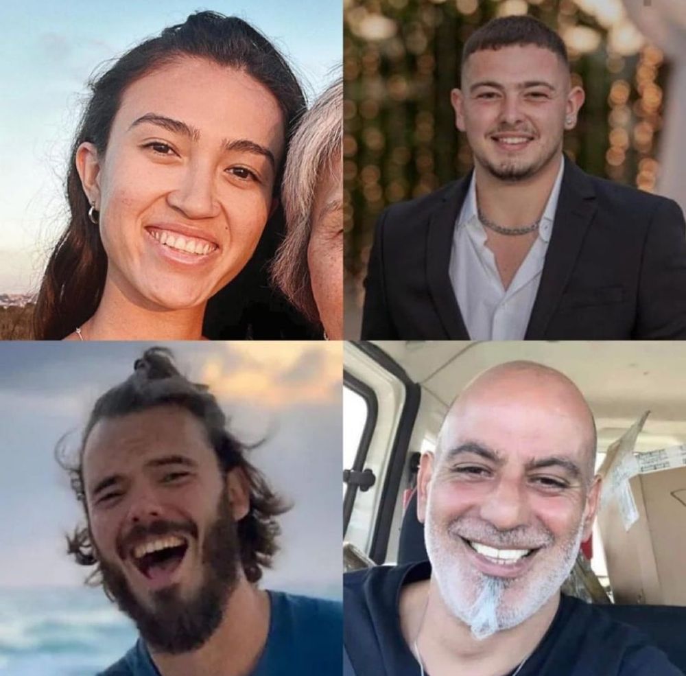 Los israelíes liberados: Noa Argamani, Almog Meir Jan, Andrey Kozlov&nbsp; y Shlomi Ziv.