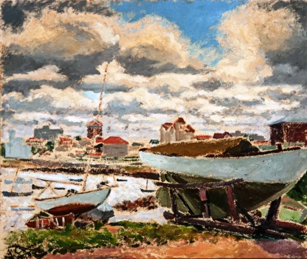 Puerto, una pintura creada en óleo por el artista José Cuneo