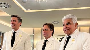 Santiago Peña, Luis Lacalle Pou y José Raúl Mulino