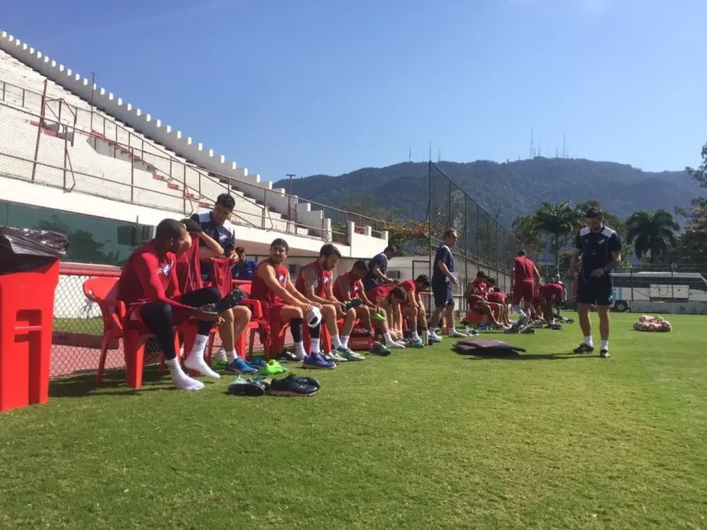 Los jugadores de Nacional en las instalaciones de Flamengo