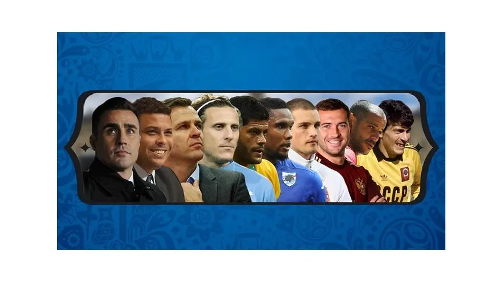 Forlán con las estrellas que participarán del sorteo de las Eliminatorias