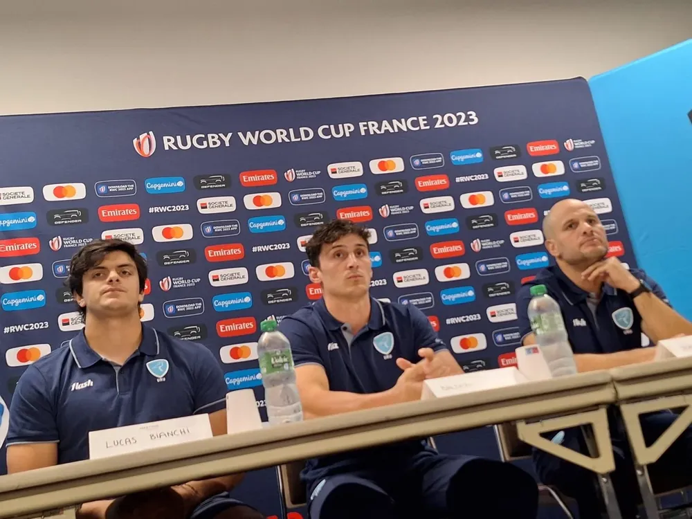 Lucas Bianchi, Baltazar Amaya y Joaquín Pastore en conferencia de prensa