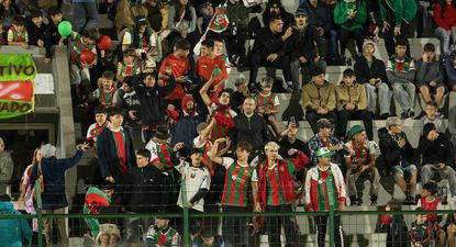 La hinchada de Deportivo Maldonado en el partido ante Nacional