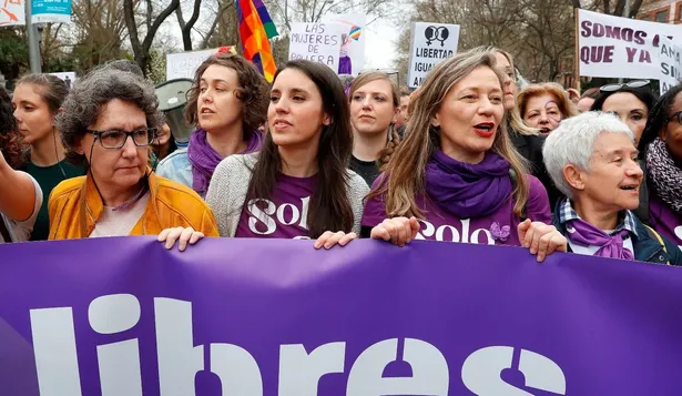 La ministra de Igualdad, Irene Montero, durante una manifestación por el Día de la Mujer en España