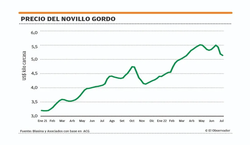 Precio del novillo gordo.