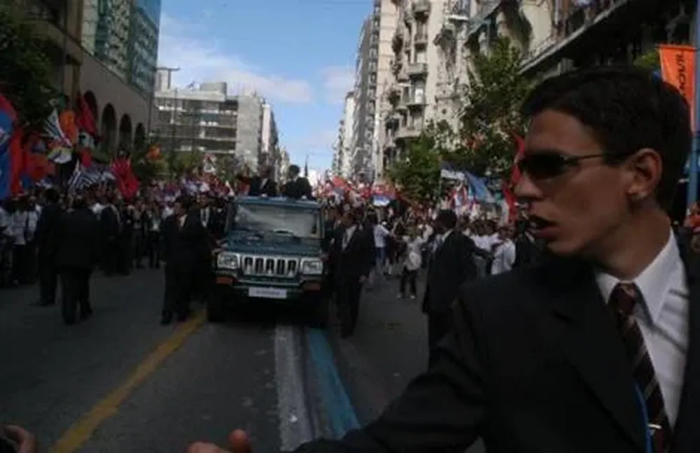 Tabaré Vázquez y Rodolofo Nin Novoa en el día de asunción de mando. 1 de marzo de 2005