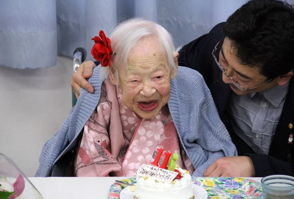 Misao Okawa, la persona más vieja del mundo según se tiene registro, en su cimpleaños núemero 116