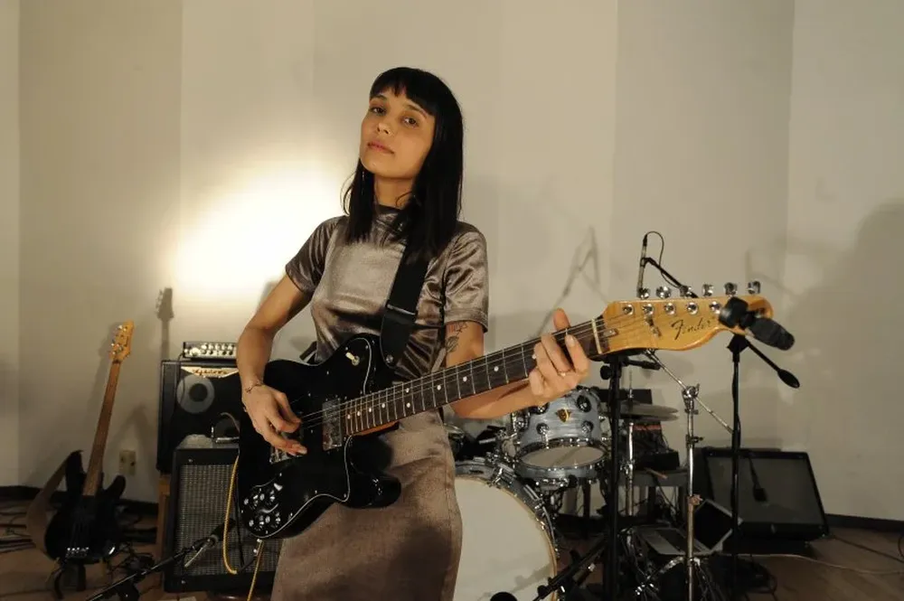 Alfonsina en el estudio Overhead, donde grabó su disco Pactos.