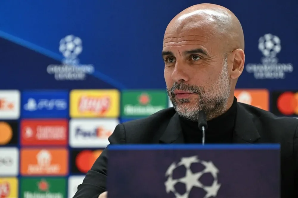 Guardiola en rueda de prensa.