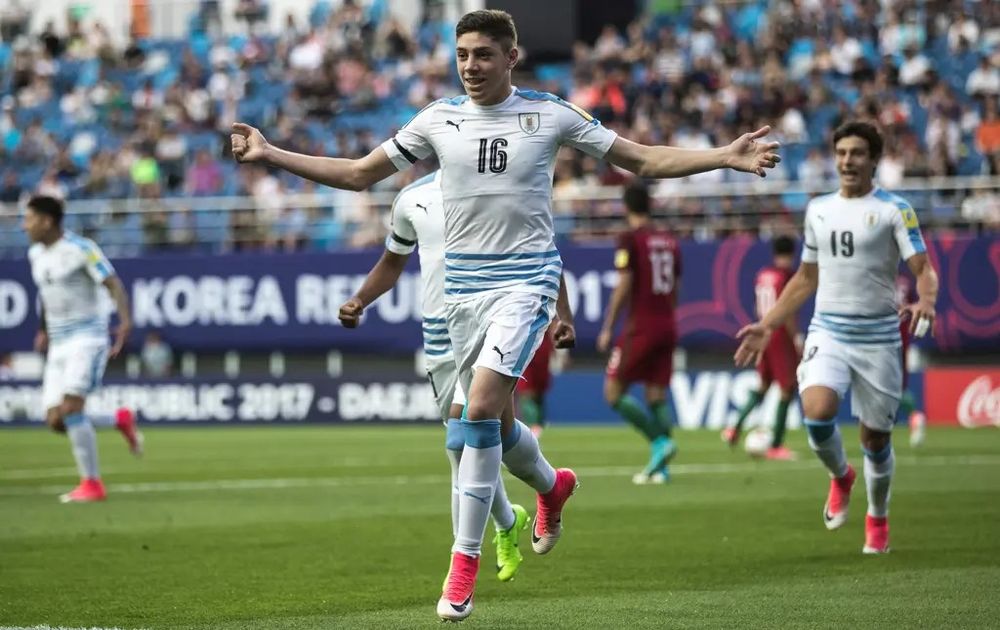 Federico Valverde jugando con la selección de Uruguay en el Mundial sub 17 de Corea del Sur