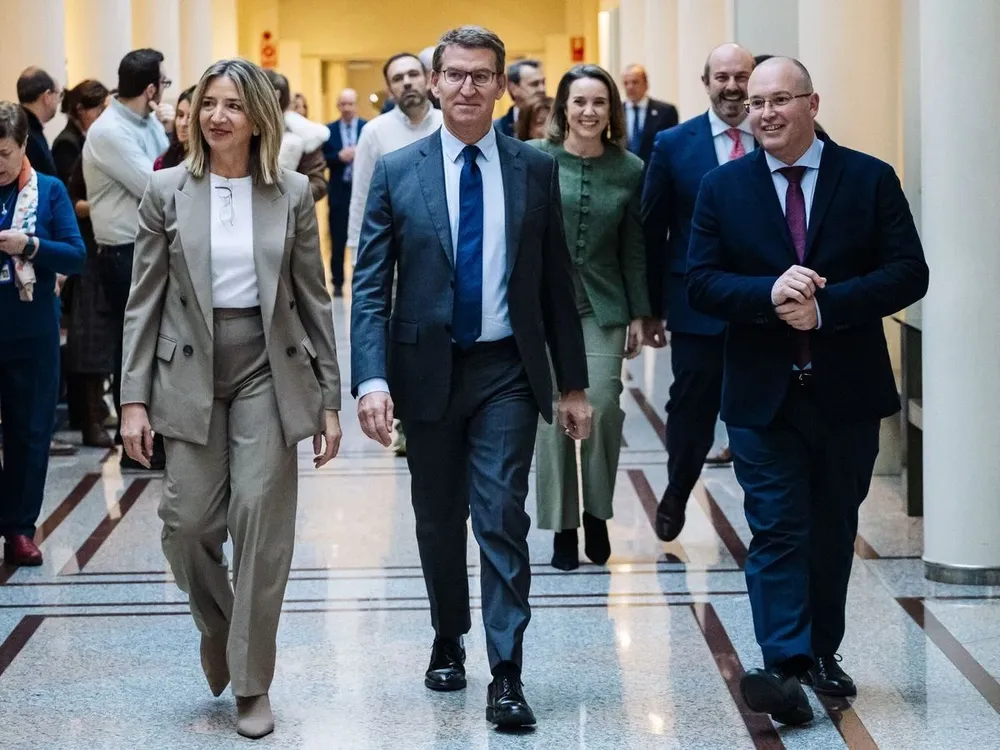 Alberto Núñez Feijóo, entrando el martes al Senado.