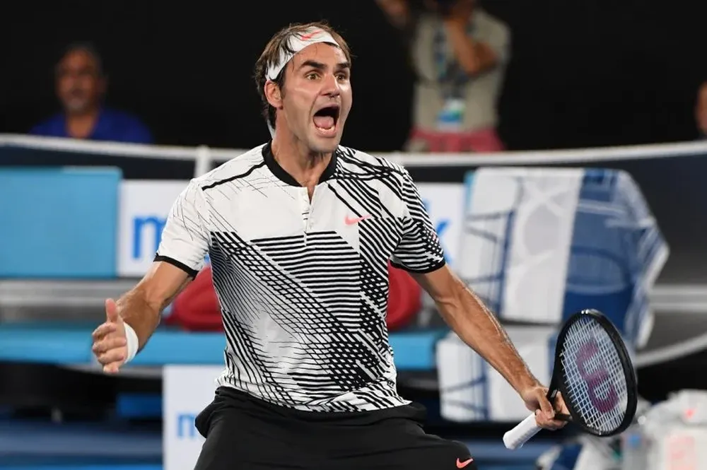 El eufórico festejo de Federer al ganarle a Nishikori en Australia
