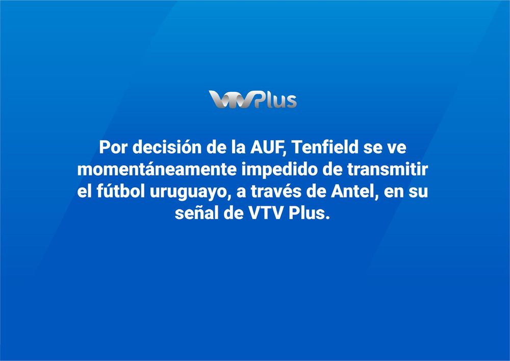 Esta es la información que Tenfield publicó en su canal Vtv Plus en AntelTV en este momento, cuando se está jugando el primer partido de la segunda fecha de la Liga AUF Uruguaya
