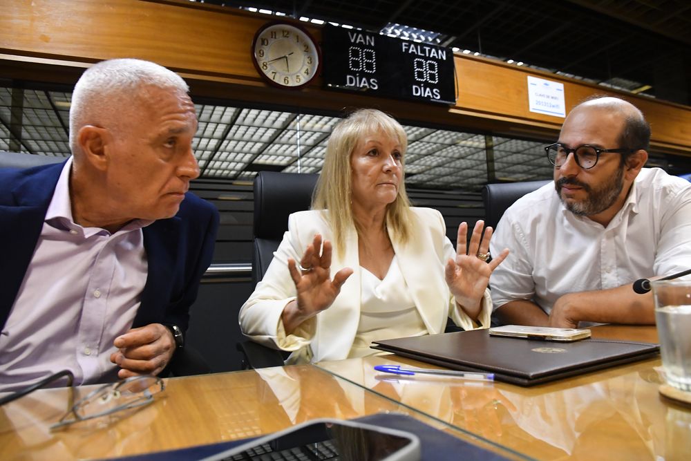 Carlos Negro, Carolina Cosse y Sebastián Valdomir en el Parlamento