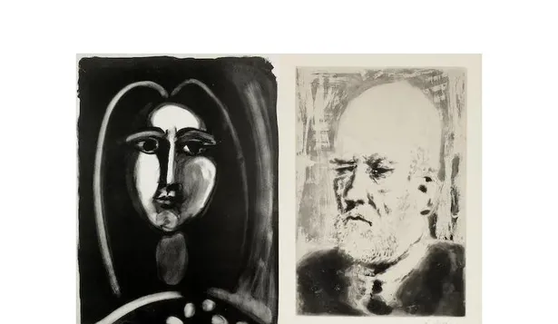 Tête de Femme (Cabeza de mujer) y Portrait de Vollard II, dos obras del pintor español Pablo Picasso