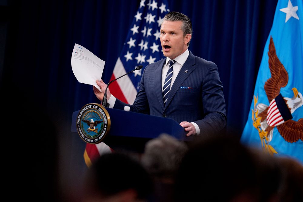 El secretario de Defensa, Pete Hegseth, dio una conferencia de prensa después del ataque a Irán.&nbsp;