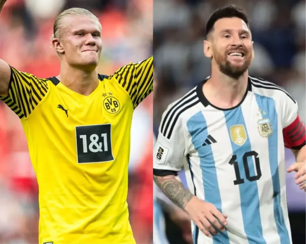 Erling Haaland y Lionel Messi