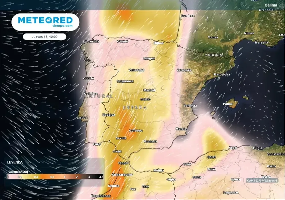 El jueves la calima se dejará sentir en la Península, con precipitaciones con barro en varias regiones