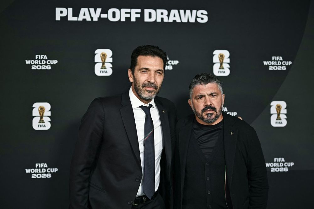 El team manager de Italia, Gianluigi Buffon, y Gennaro Gattuso, DT de Italia