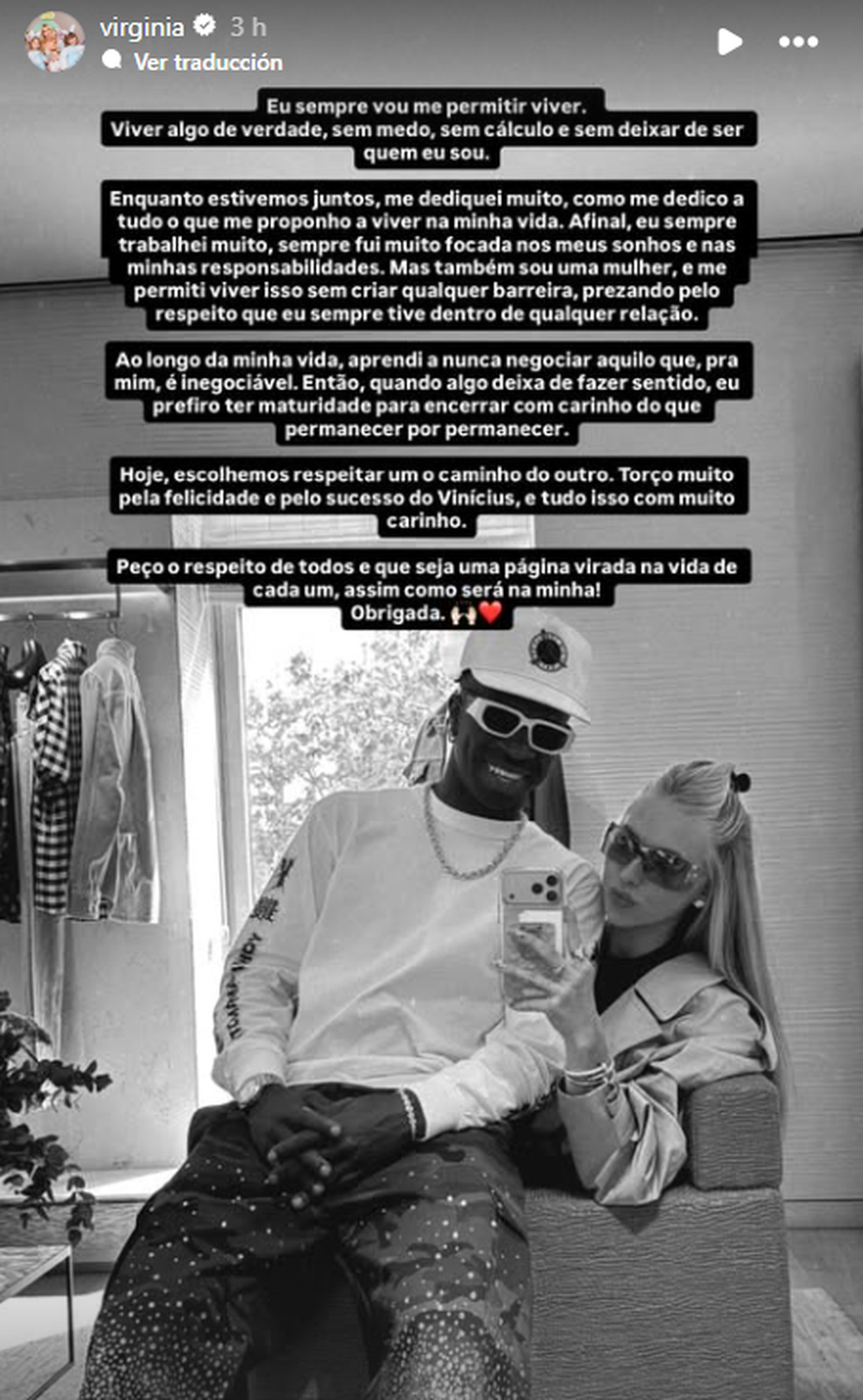El mensaje de Virginia Fonseca tras separarse de Vinícius Junior