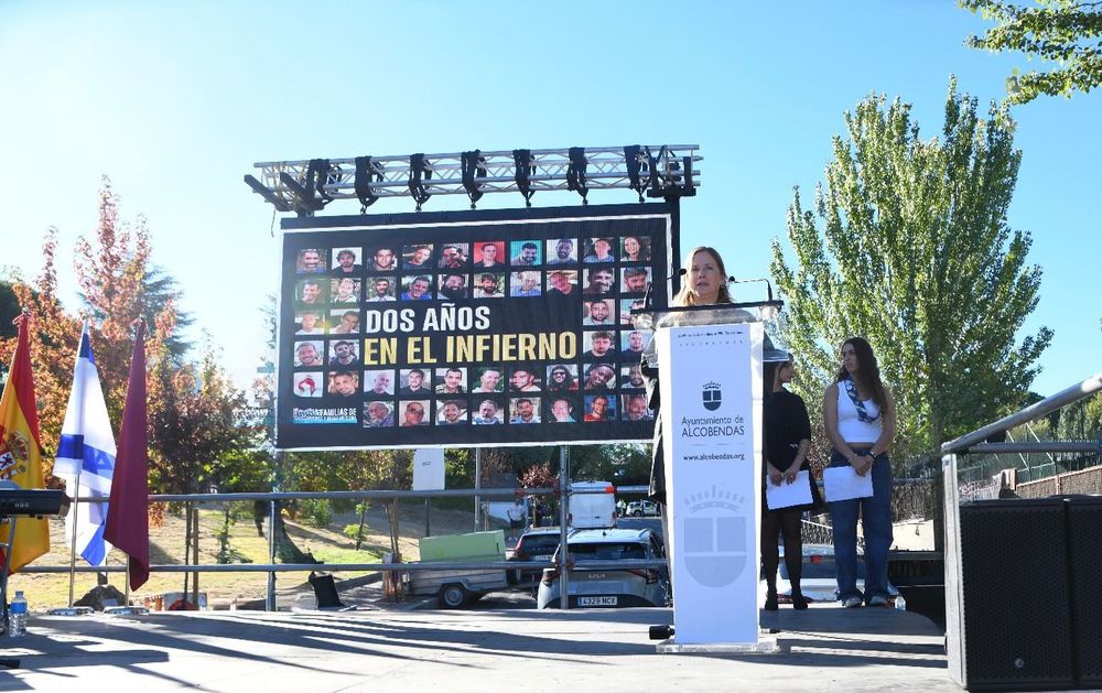 El acto de la comunidad judía de Madrid para recordar los dos años del ataque terrorista de Hamás a Israel.&nbsp;