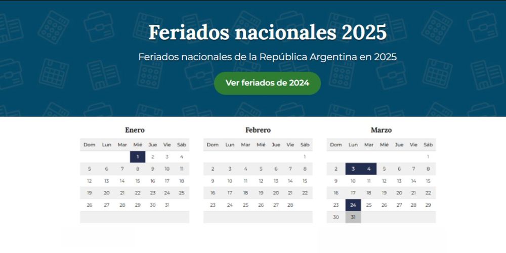 OFICIAL el Gobierno publicó el CALENDARIO de FERIADOS y FINES DE