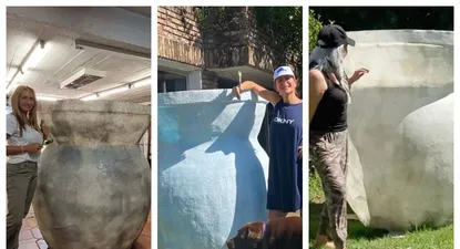 Las artistas con sus mates gigantes
