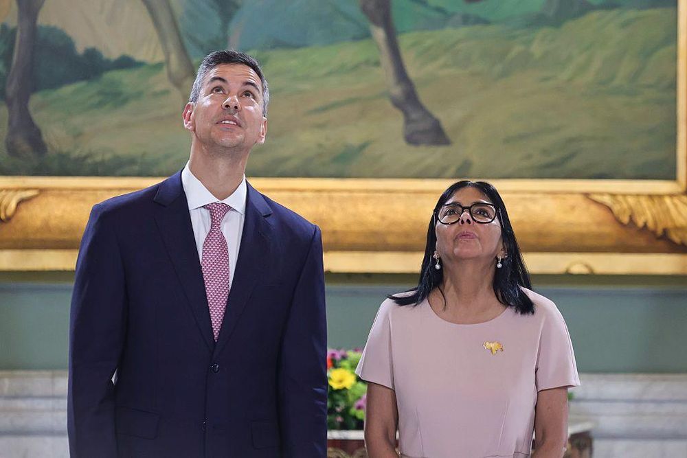 Delcy Rodríguez recibió la visita del presidente paraguayo, Santiago Peña, en el Palacio de Mirasoles de Caracas antes de viajar a Nueva York.