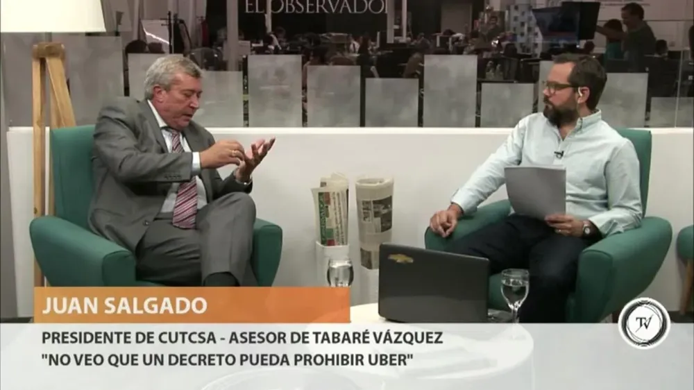El presidente de Cutcsa y asesor de Tabaré Vázquez, Juan Salgado, opinó que no hay que hacer de Uber un cuco sino convivir con la aplicación internacional que ofrece transporte en autos particulares.Yo creo que no se le puede dar la espalda, soy realista con lo que gusta o no gusta. No veo que un decreto pueda prohibir a Uber, añadió Salgado, quien remarcó que a la empresa hay que adaptarla a una regulación.Por otra parte, indicó que los transportistas no pueden solo quejarse y por el contrario deben hacer autocrítica.  Los trabajadores no solo decir