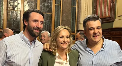 Jorge Larrañaga Vidal, Laura Raffo y Carlos Camy durante el lanzamiento del acuerdo