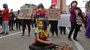 Manifestación en plaza de Bogotá en Colombia.