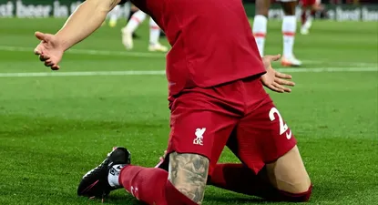 Darwin Núñez celebra el 1-0 para Liverpool ante West Ham United
