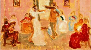 Arrabal, un óleo sobre cartón fechado en el año 1933 por el pintor Pedro Figari