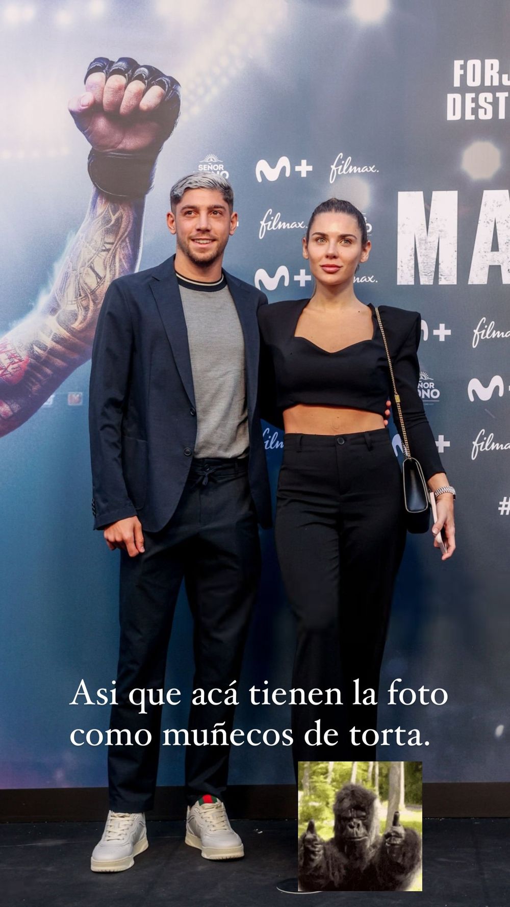 La elegancia de Federico Valverde y Mina Bonino en la presentación de una película en Madrid