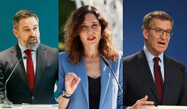 Díaz Ayuso, Núñez Feijóo y Santiago Abascal