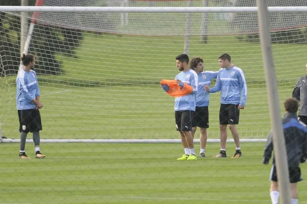 Luis Suárez en el entrenamiento de este miércoles previo al partido con Argentina