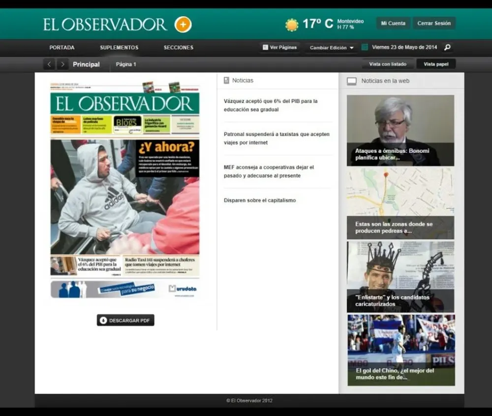 La portada del diario de 2014 el día de la operación