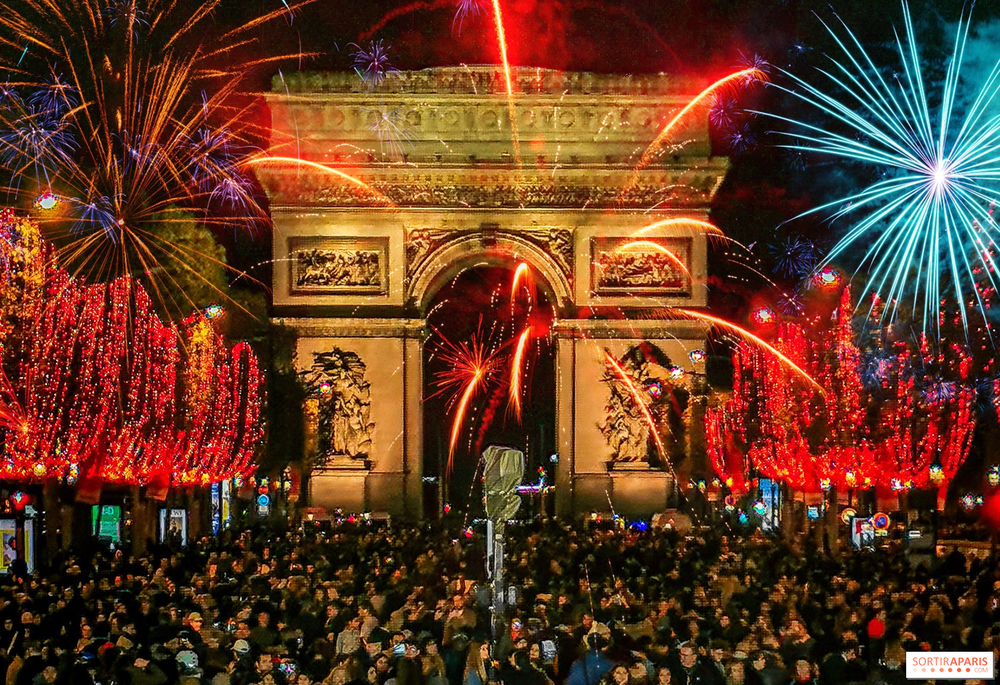 El concierto de Año Nuevo de 2024 en París, con el Arco del Triunfo de fondo.