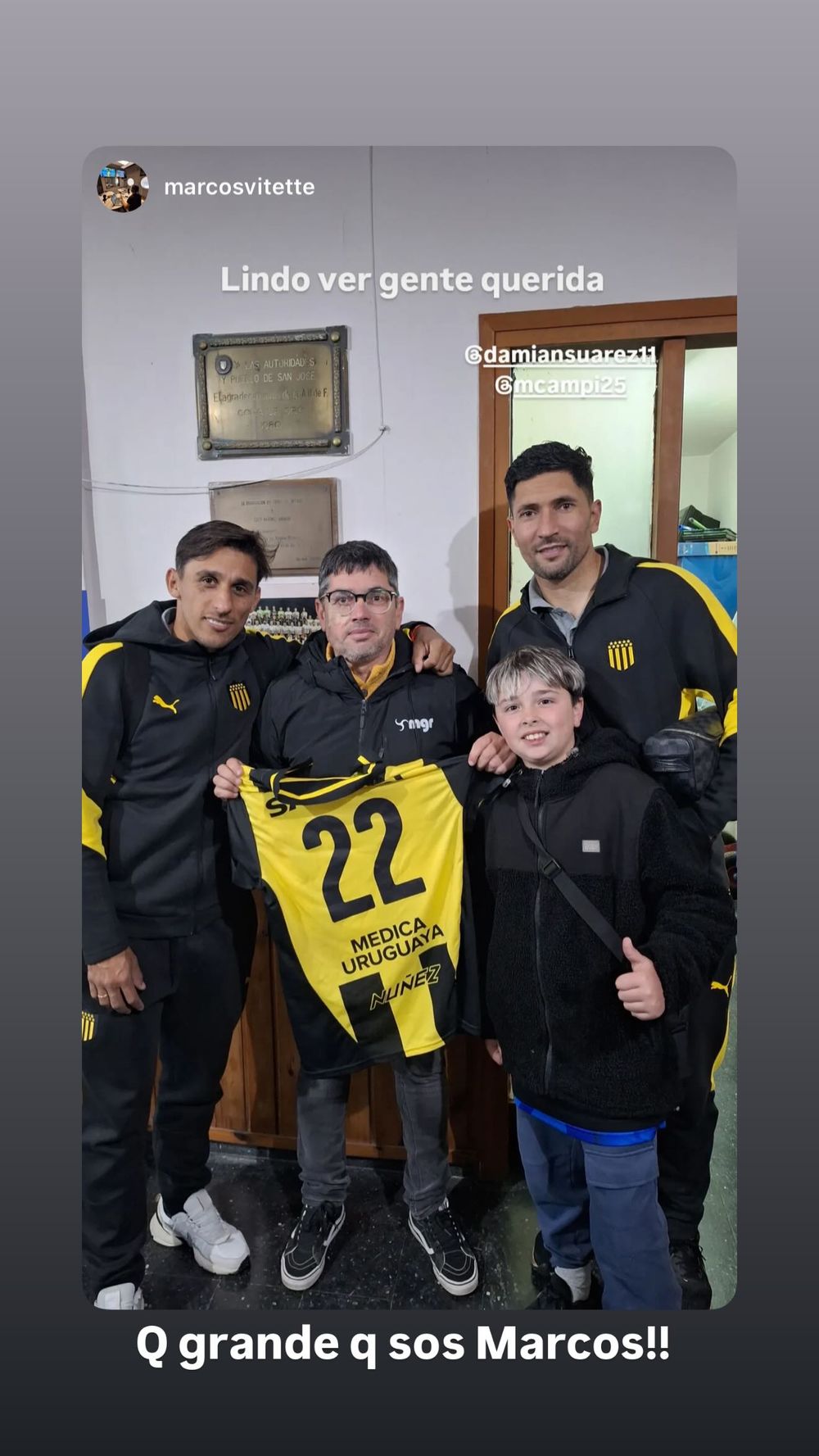 Marcos Vitette junto a Damián Suárez y Martín Campaña