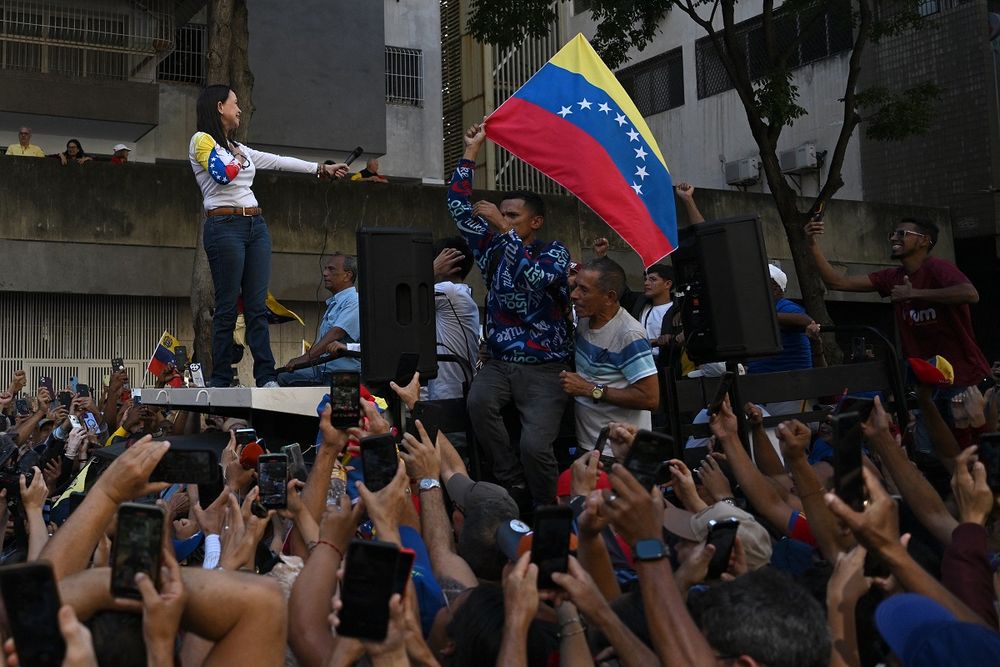 María Corina Machado en una manifestación este 9 de enero en Caracas, Venezuela