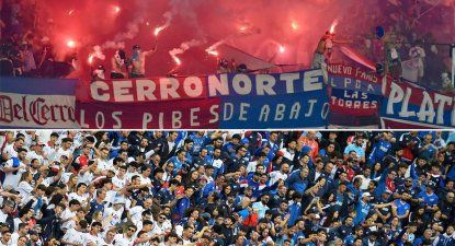 Así empezó la temporada 2025 en el fútbol uruguayo, en la Supercopa de enero, y en la segunda foto, abajo, la forma en que terminó en la última final de la Liga AUF Uruguaya