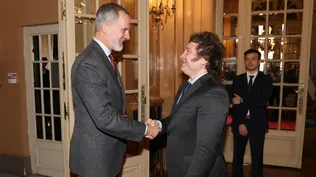 El saludo entre el Rey y Milei.