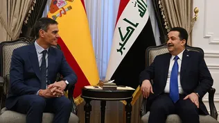 El presidente del Gobierno, Pedro Sánchez, y el primer ministro de Irak, Mohammed Shia al-Sudani, durante durante la reunión que han mantenido en Bagdad