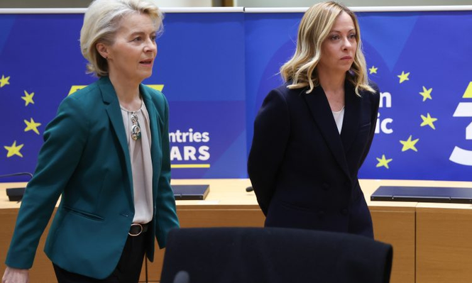 La presidenta de la Comisión Europea, Ursula von der Leyen y la primera ministra italiana. Giorgia Meloni
