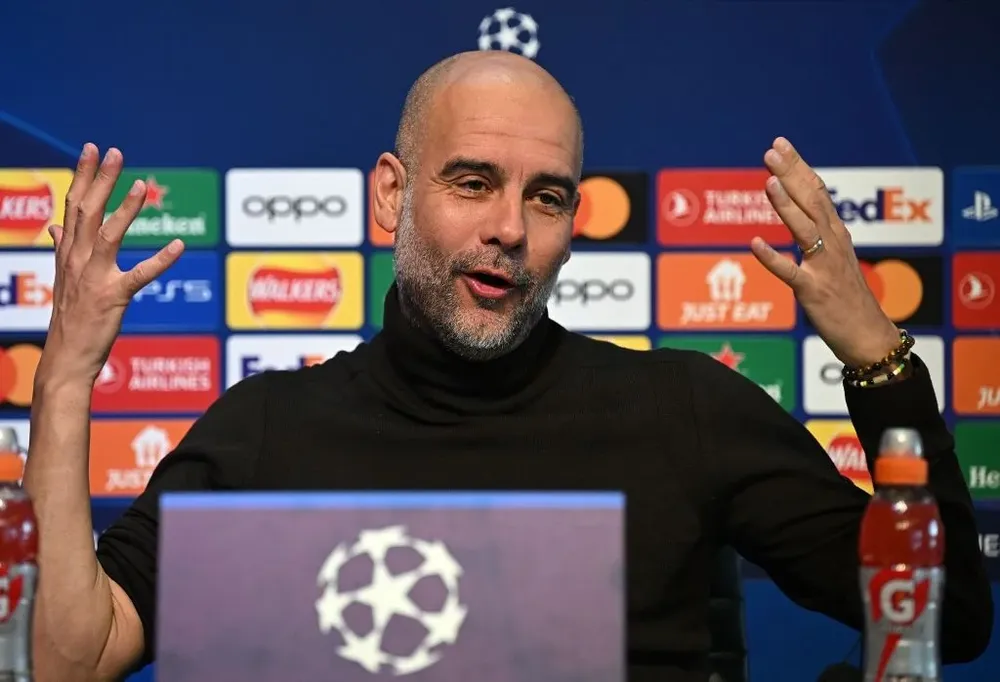 Guardiola en rueda de prensa.