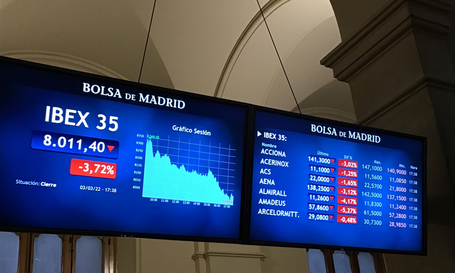 Panel de la Bolsa de Madrid
