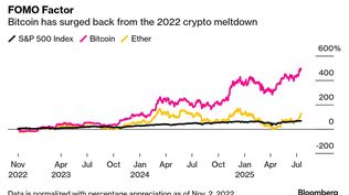 El bitcoin tuvo muy malas rachas. La peor fue el crash de 2022. Pero su recuperación desde entonces fue impresionante. Más allá de los baches en el camino, casi multiplicó por seis su valor cuando el S&P500 subió 67%.&nbsp;