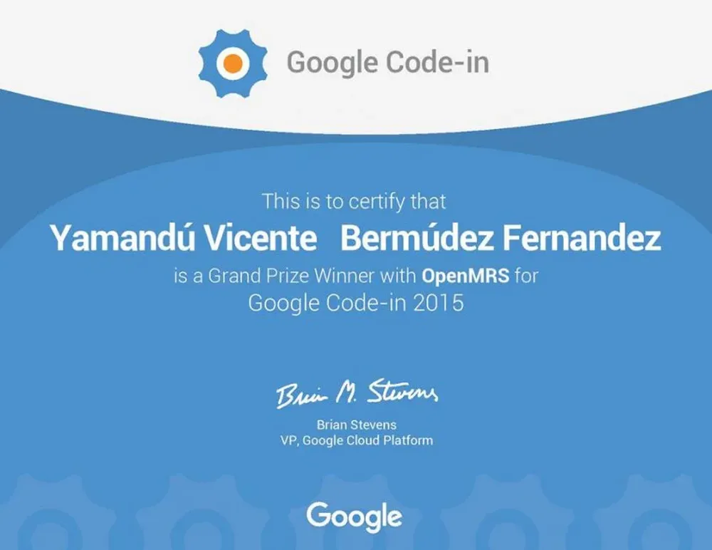Ezequiel Pereira, ganador del Google Code-in 2015