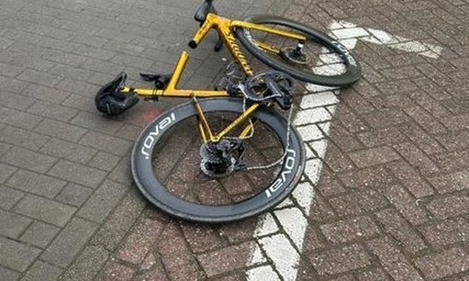 Así quedó la bicicleta de Remco Evenepoel